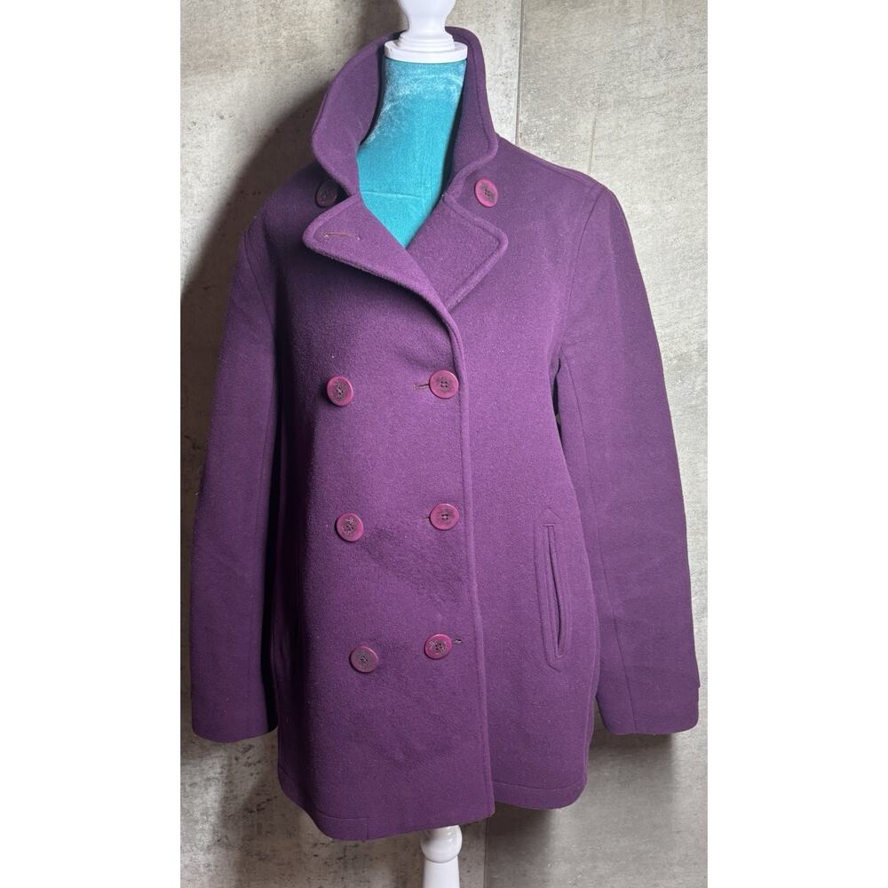 L.L. Bean VTG Lambswool Peacoat Jacket Purple Bellandi Sz LG 14R Italy Academia